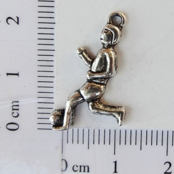 Soccer Player Silver Tone Charm Pendant 23 mm x 12 mm - Picture 3 of 3
